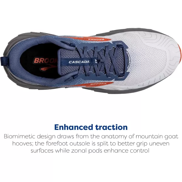 Brooks Mens Cascadia 17 Trail Running ShoeBlueNavyFirecracker