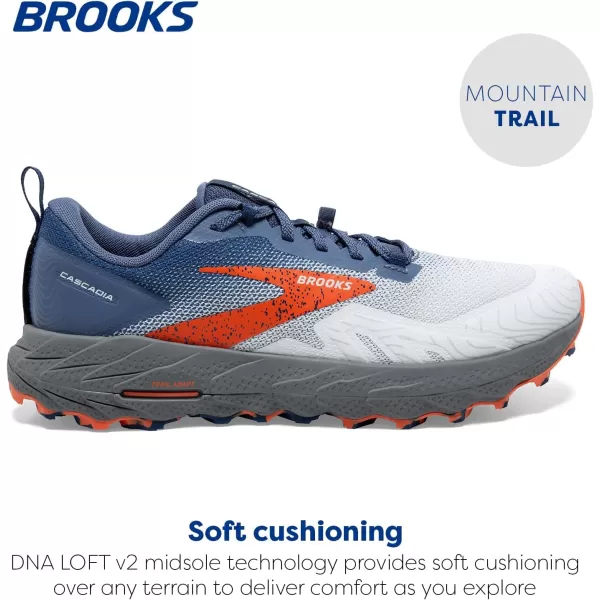 Brooks Mens Cascadia 17 Trail Running ShoeBlueNavyFirecracker
