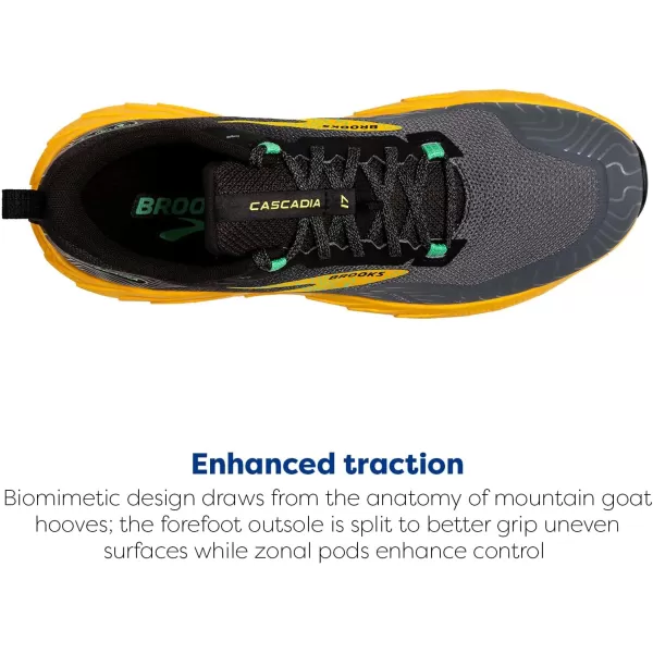 Brooks Mens Cascadia 17 Trail Running ShoeLemon ChromeSedona Sage