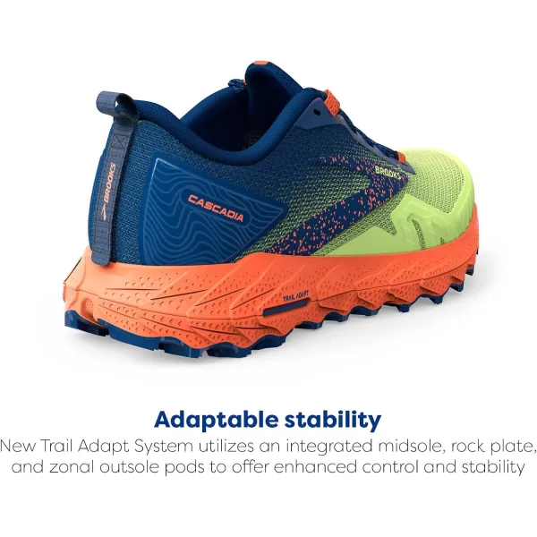 Brooks Mens Cascadia 17 Trail Running ShoeSharp GreenNavyFirecracker