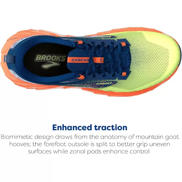 Brooks Mens Cascadia 17 Trail Running ShoeSharp GreenNavyFirecracker