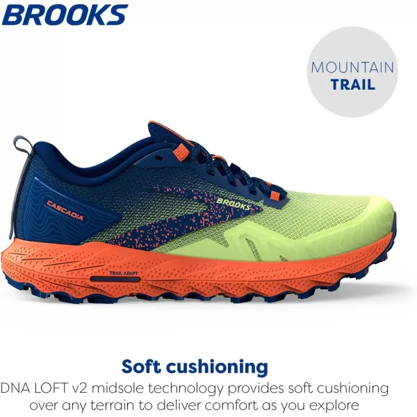 Brooks Mens Cascadia 17 Trail Running ShoeSharp GreenNavyFirecracker