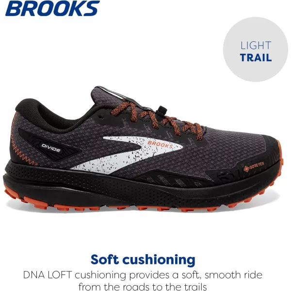 Brooks Mens Divide 4 GTX Waterproof Trail Running ShoeBlackFirecrackerBlue