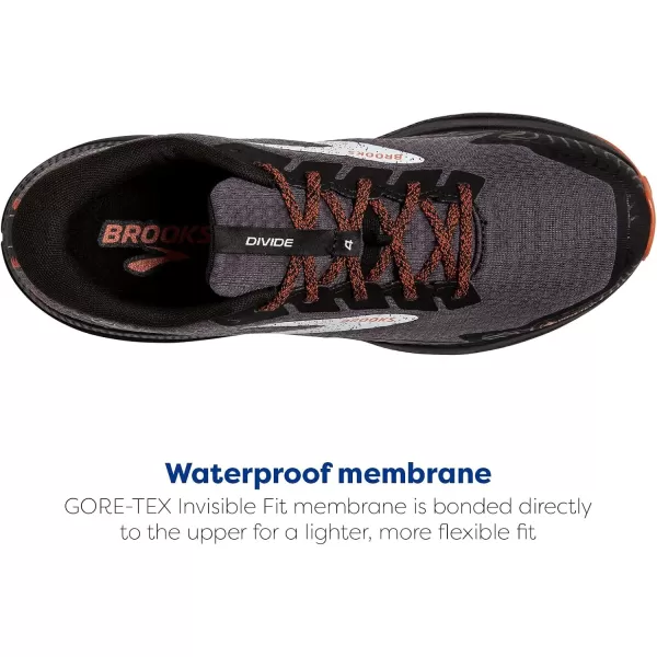 Brooks Mens Divide 4 GTX Waterproof Trail Running ShoeBlackFirecrackerBlue