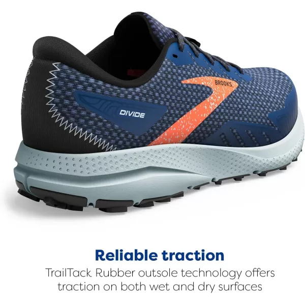 Brooks Mens Divide 4 Trail Running ShoeBlueNavyFirecracker
