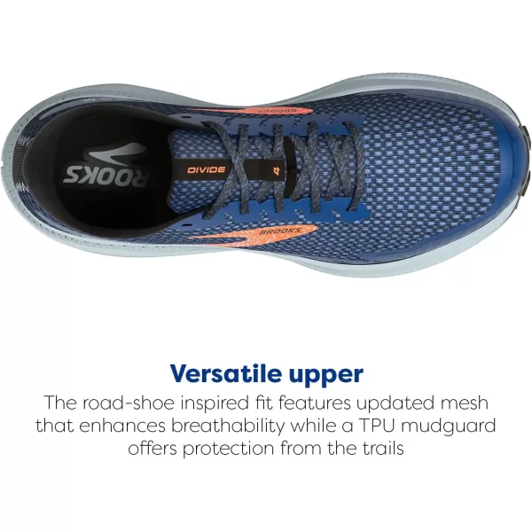 Brooks Mens Divide 4 Trail Running ShoeBlueNavyFirecracker