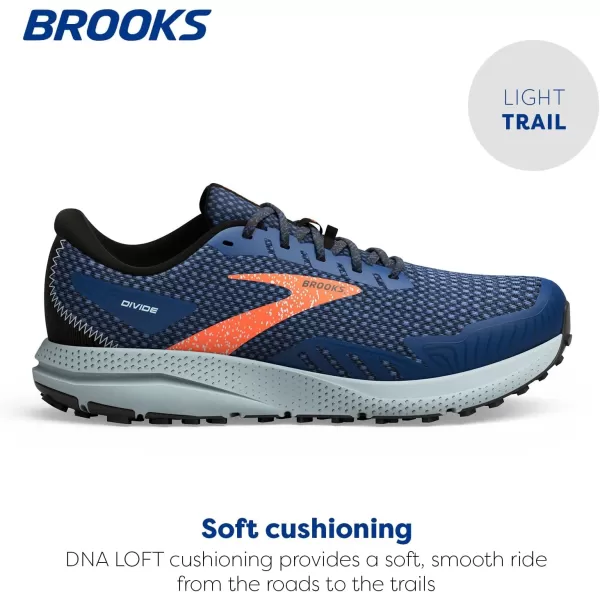 Brooks Mens Divide 4 Trail Running ShoeBlueNavyFirecracker