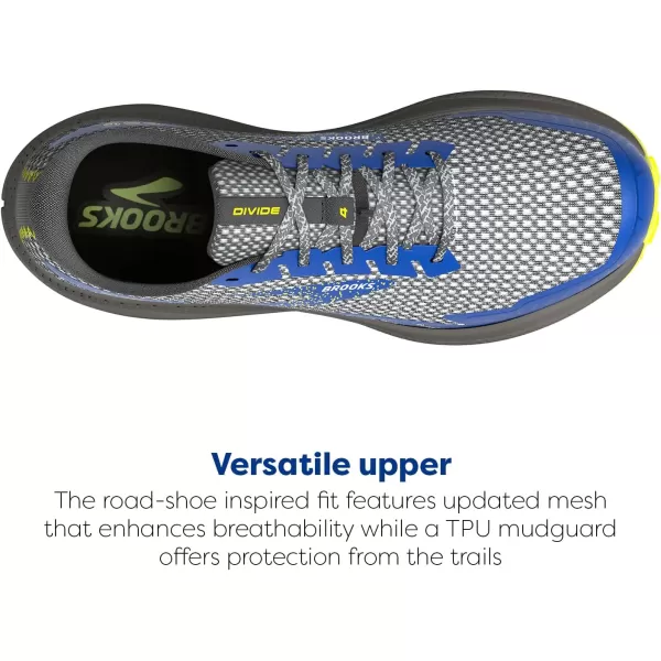 Brooks Mens Divide 4 Trail Running ShoeGunmetalSurf the WebSulphur