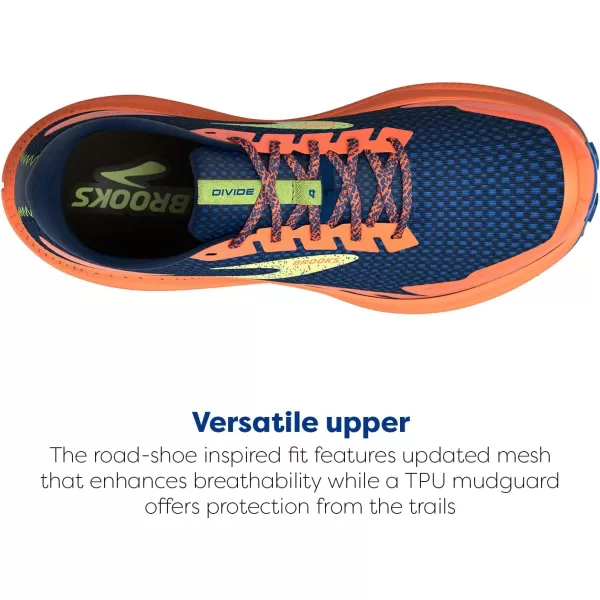 Brooks Mens Divide 4 Trail Running ShoeNavyFirecrackerSharp Green