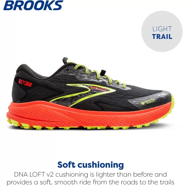 Brooks Mens Divide 5 GTX Waterproof Trail Running ShoeBlackCherryLime
