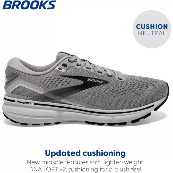 Brooks Mens Ghost 15 Neutral Running ShoeAlloyOysterBlack