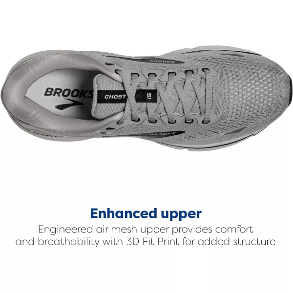 Brooks Mens Ghost 15 Neutral Running ShoeAlloyOysterBlack