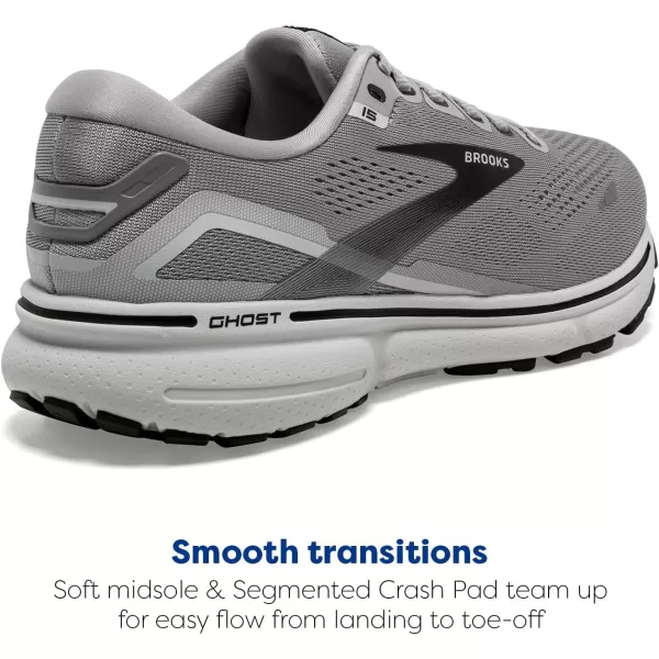 Brooks Mens Ghost 15 Neutral Running ShoeAlloyOysterBlack