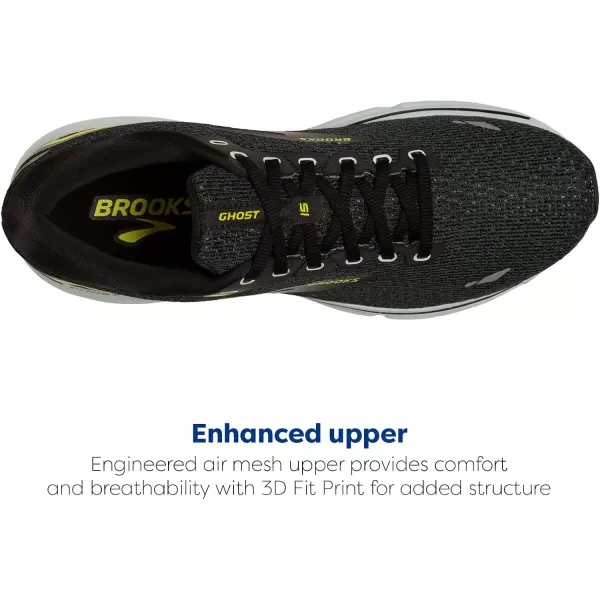 Brooks Mens Ghost 15 Neutral Running ShoeBlackBallad BlueSulphur