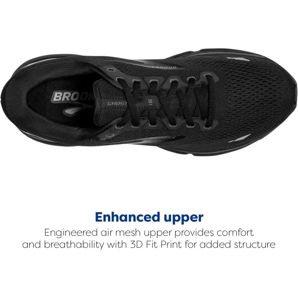 Brooks Mens Ghost 15 Neutral Running ShoeBlackBlackEbony