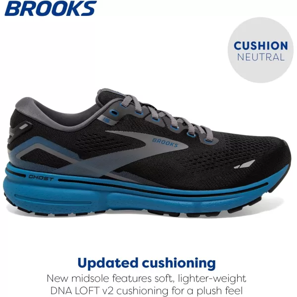 Brooks Mens Ghost 15 Neutral Running ShoeBlackBlackened PearlBlue