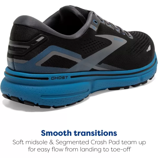 Brooks Mens Ghost 15 Neutral Running ShoeBlackBlackened PearlBlue