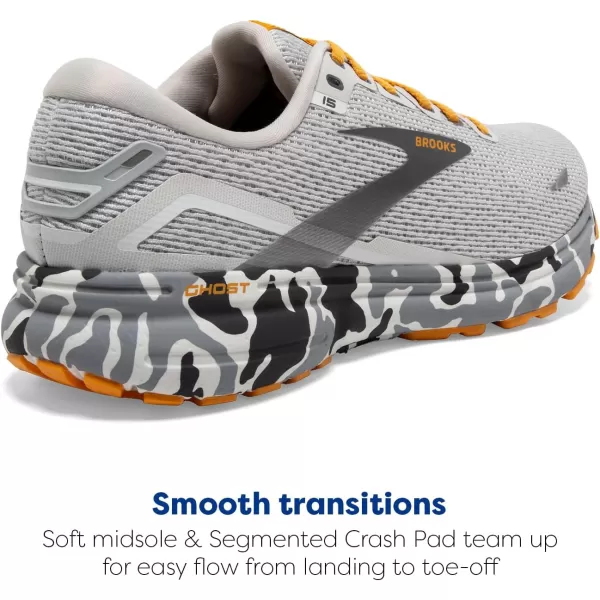 Brooks Mens Ghost 15 Neutral Running ShoeBlancGraySunflower