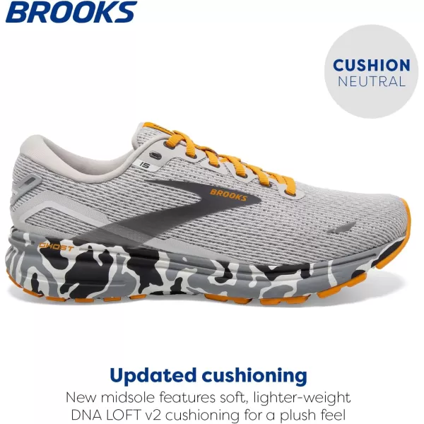Brooks Mens Ghost 15 Neutral Running ShoeBlancGraySunflower