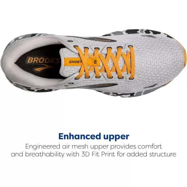 Brooks Mens Ghost 15 Neutral Running ShoeBlancGraySunflower