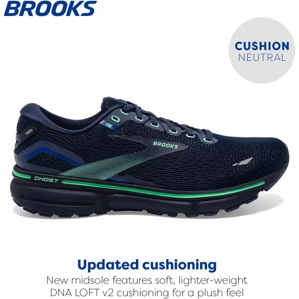 Brooks Mens Ghost 15 Neutral Running ShoeCrown BlueBlackGreen