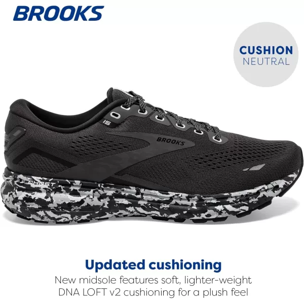 Brooks Mens Ghost 15 Neutral Running ShoeEbonyBlackOyster