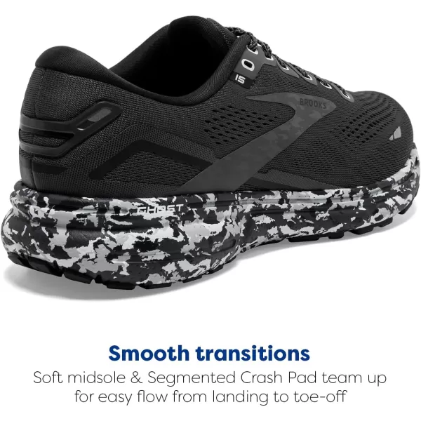 Brooks Mens Ghost 15 Neutral Running ShoeEbonyBlackOyster