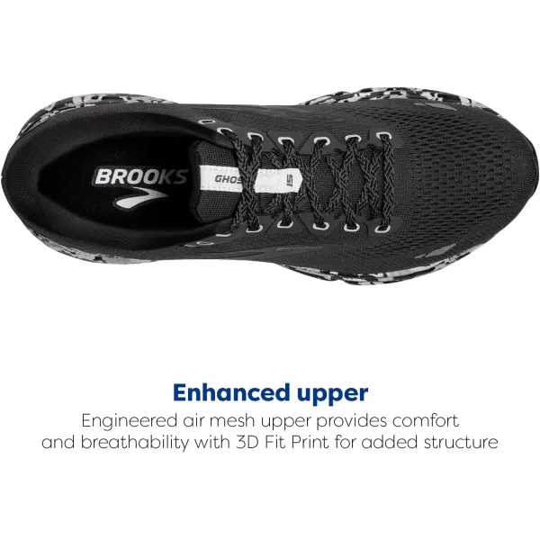 Brooks Mens Ghost 15 Neutral Running ShoeEbonyBlackOyster