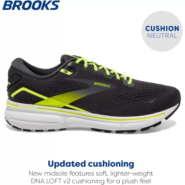 Brooks Mens Ghost 15 Neutral Running ShoeEbonyWhiteNightlife