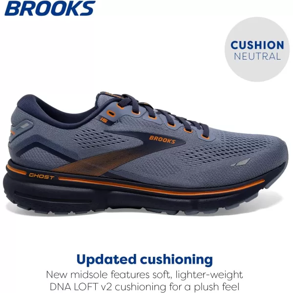 Brooks Mens Ghost 15 Neutral Running ShoeFlintstonePeacoatOak