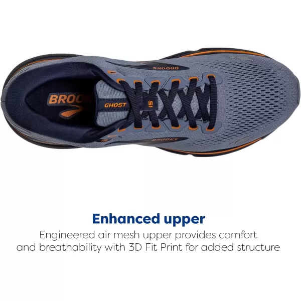 Brooks Mens Ghost 15 Neutral Running ShoeFlintstonePeacoatOak