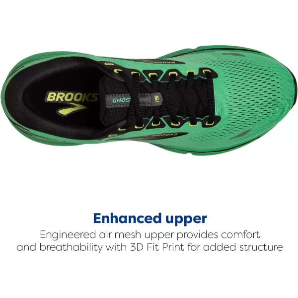 Brooks Mens Ghost 15 Neutral Running ShoeGreenBlackSharp Green