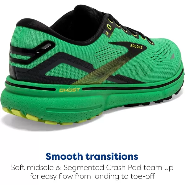 Brooks Mens Ghost 15 Neutral Running ShoeGreenBlackSharp Green