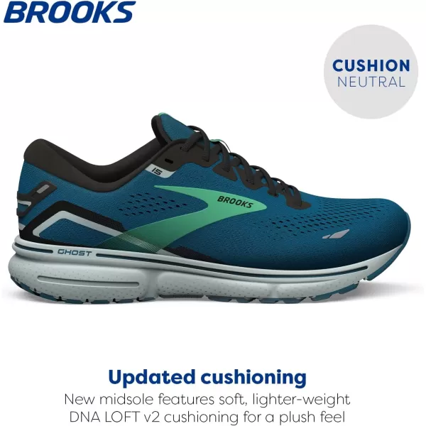 Brooks Mens Ghost 15 Neutral Running ShoeMoroccan BlueBlackSpring Bud