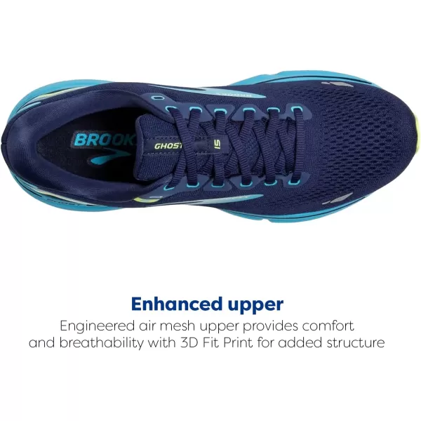 Brooks Mens Ghost 15 Neutral Running ShoeNavyBlueGreen