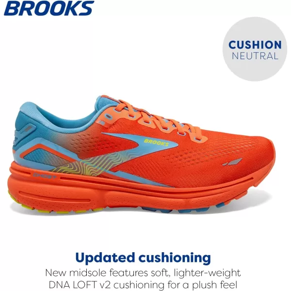 Brooks Mens Ghost 15 Neutral Running ShoeOrangeBlueYellow