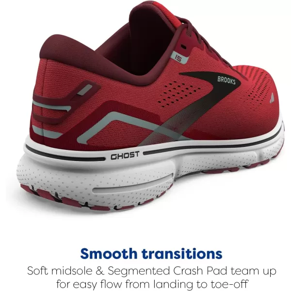 Brooks Mens Ghost 15 Neutral Running ShoeRedBlue HazeWhite