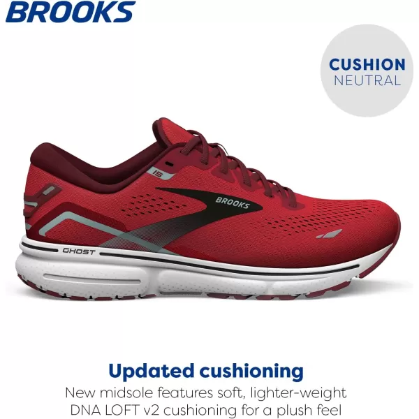 Brooks Mens Ghost 15 Neutral Running ShoeRedBlue HazeWhite