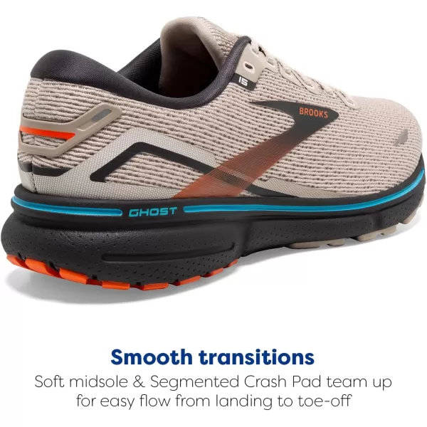 Brooks Mens Ghost 15 Neutral Running ShoeWhite SandRed OrangeBlue