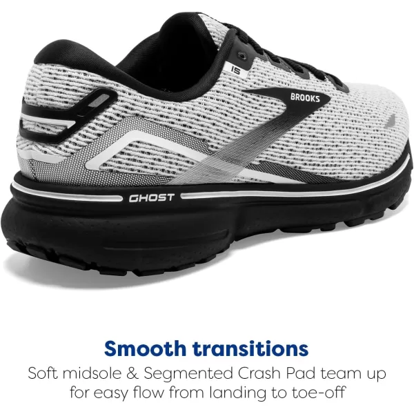 Brooks Mens Ghost 15 Neutral Running ShoeWhiteBlack