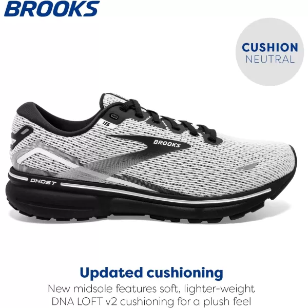 Brooks Mens Ghost 15 Neutral Running ShoeWhiteBlack