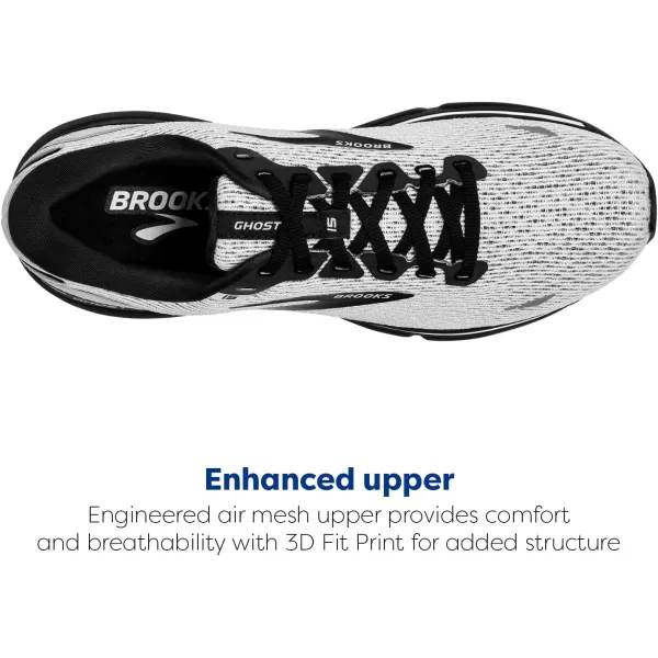 Brooks Mens Ghost 15 Neutral Running ShoeWhiteBlack