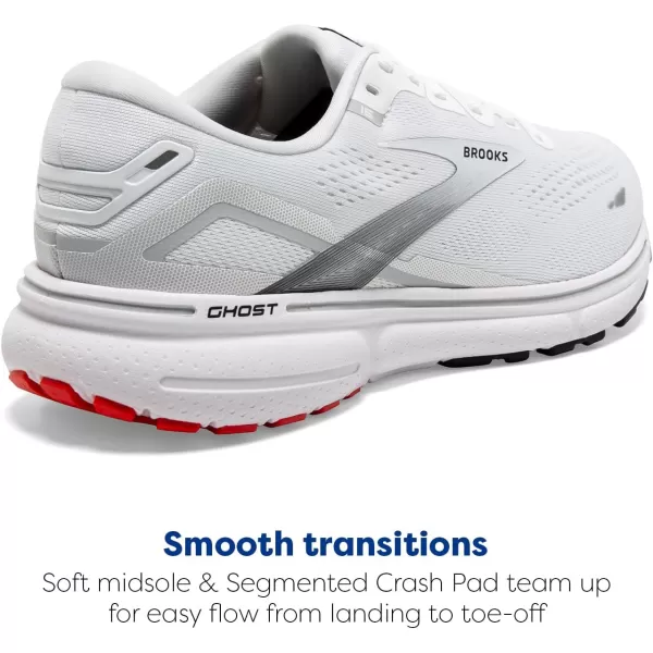 Brooks Mens Ghost 15 Neutral Running ShoeWhiteBlackFlame