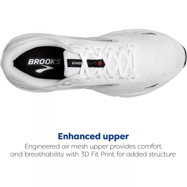 Brooks Mens Ghost 15 Neutral Running ShoeWhiteBlackFlame