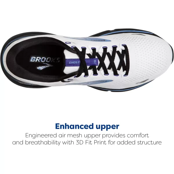 Brooks Mens Ghost 15 Neutral Running ShoeWhiteBlackVista