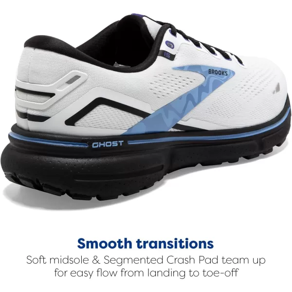 Brooks Mens Ghost 15 Neutral Running ShoeWhiteBlackVista