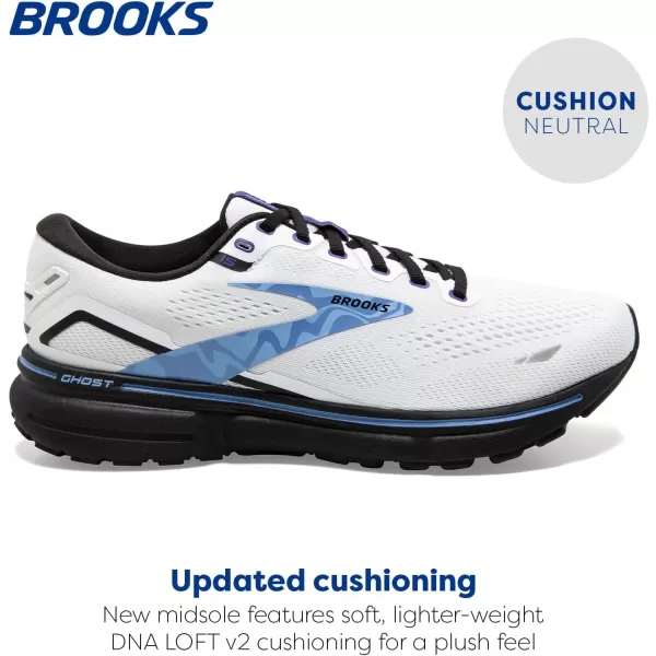 Brooks Mens Ghost 15 Neutral Running ShoeWhiteBlackVista