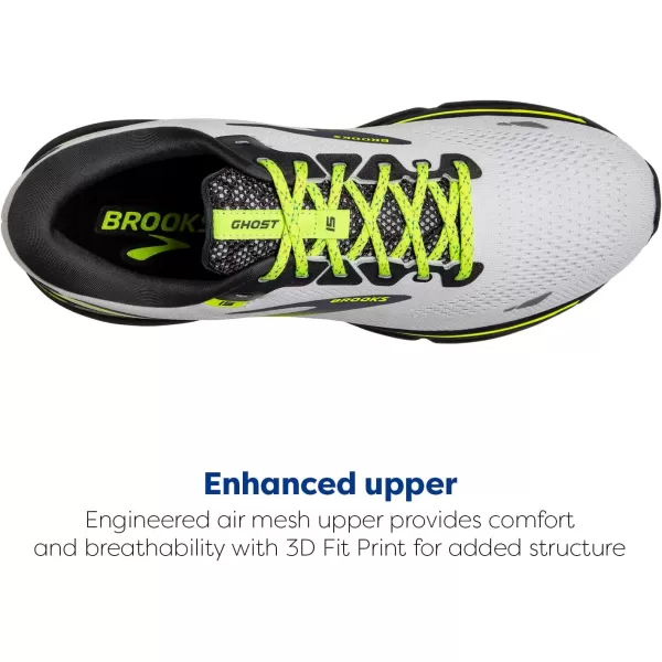 Brooks Mens Ghost 15 Neutral Running ShoeWhiteEbonyNightlife