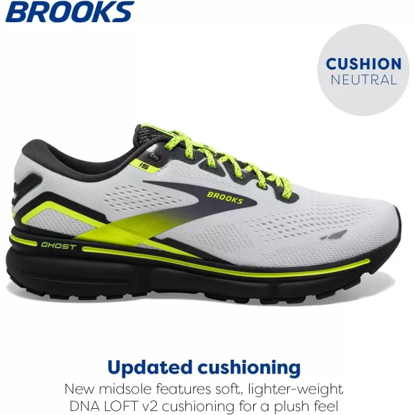 Brooks Mens Ghost 15 Neutral Running ShoeWhiteEbonyNightlife