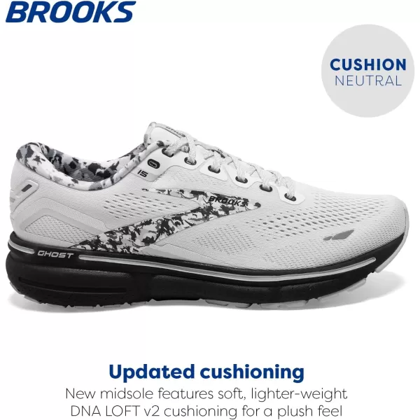 Brooks Mens Ghost 15 Neutral Running ShoeWhiteEbonyOyster
